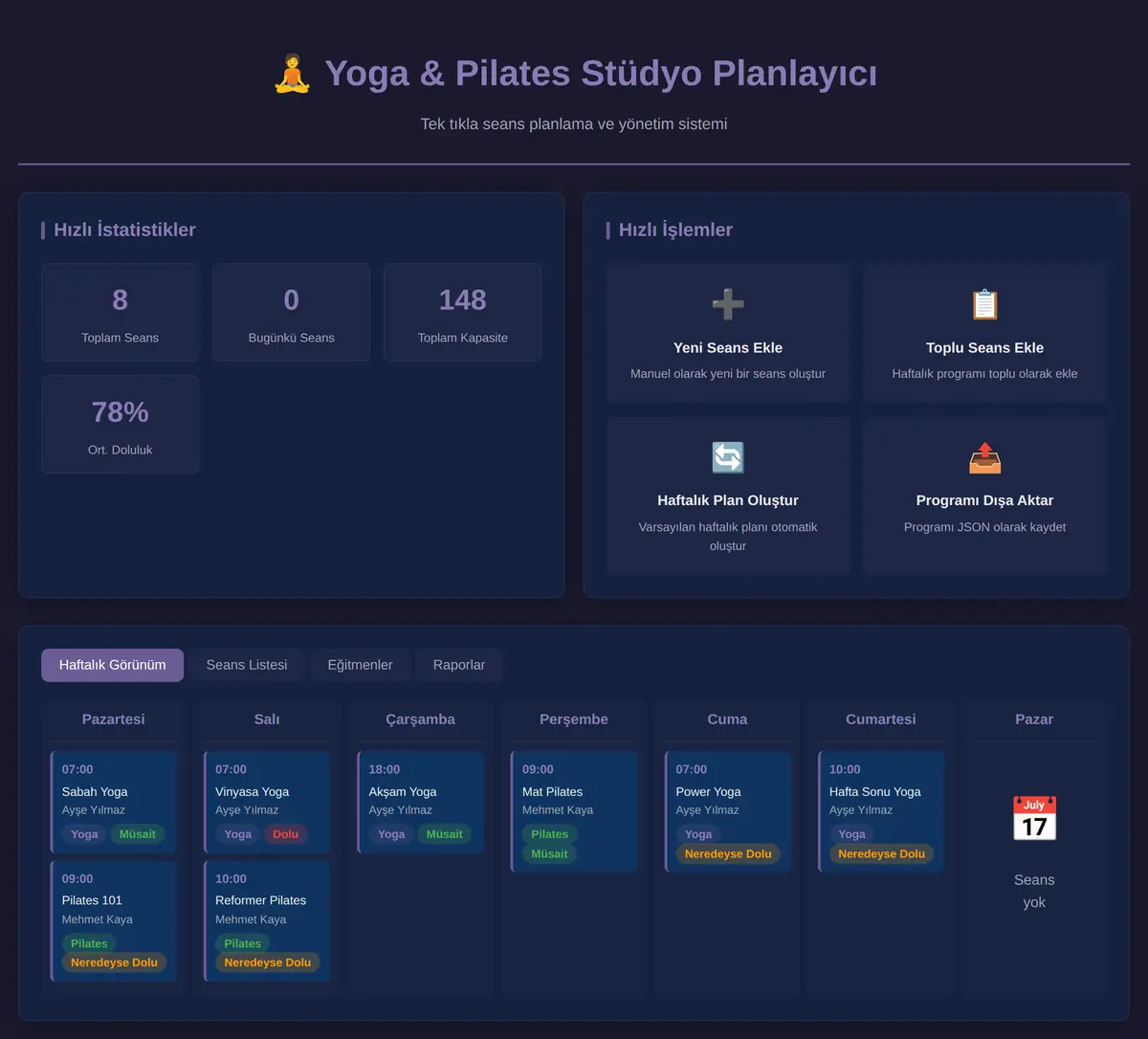 Yoga & Pilates Stüdyo Planlayıcı ekran görüntüsü 3