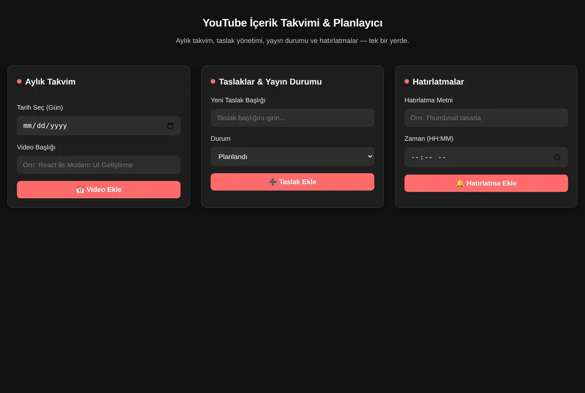 YouTube İçerik Takvimi & Planlayıcı ekran görüntüsü 3