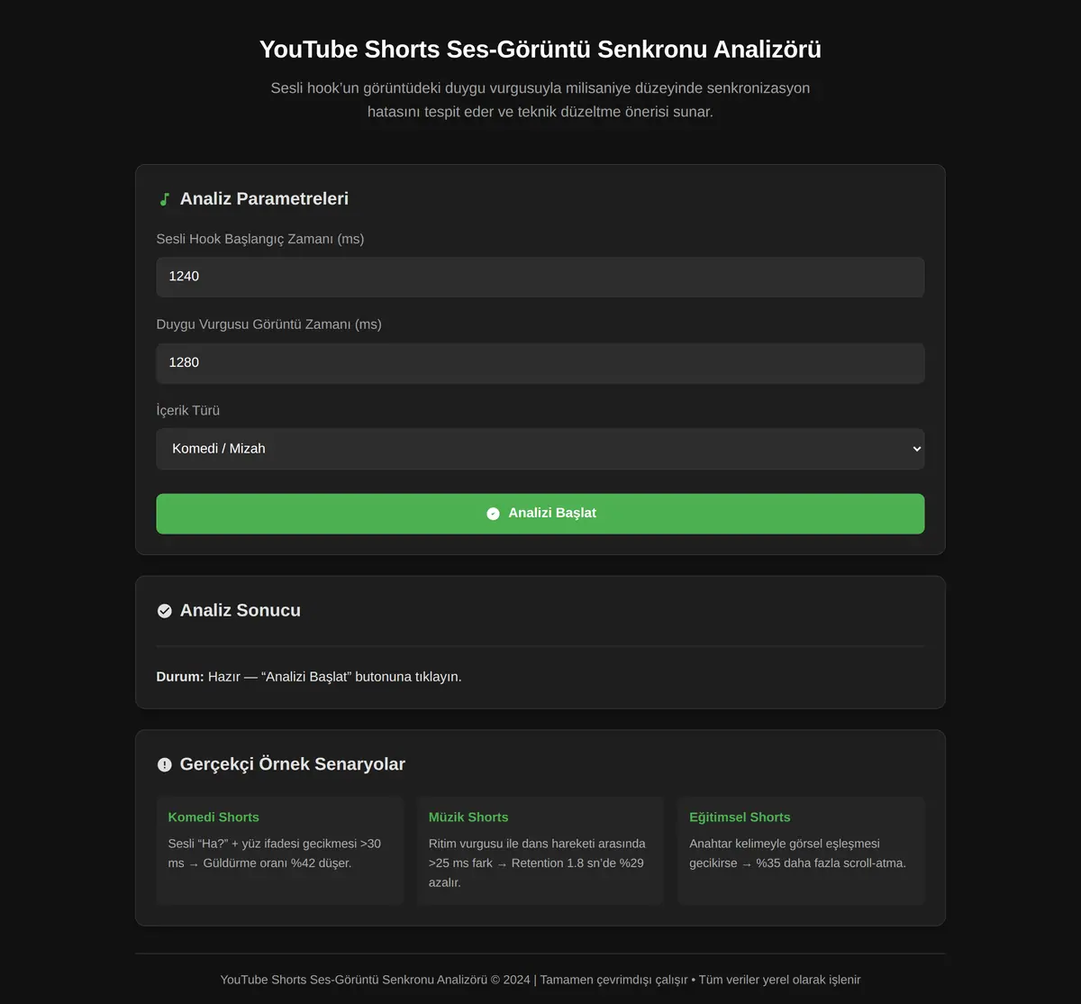 YouTube Shorts Ses-Görüntü Senkronu Analizörü ekran görüntüsü 3