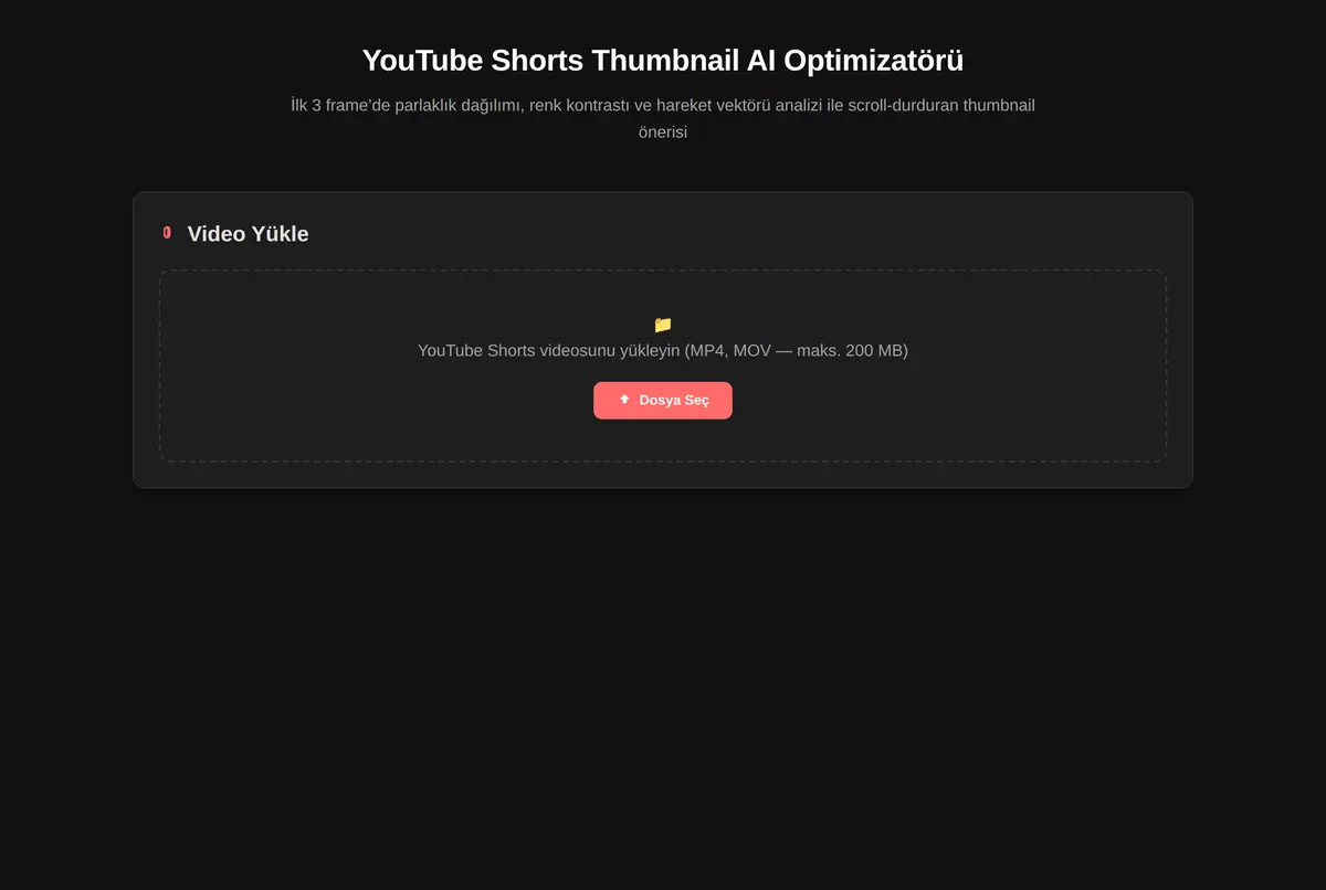 YouTube Shorts Thumbnail AI Optimizatörü ekran görüntüsü 2