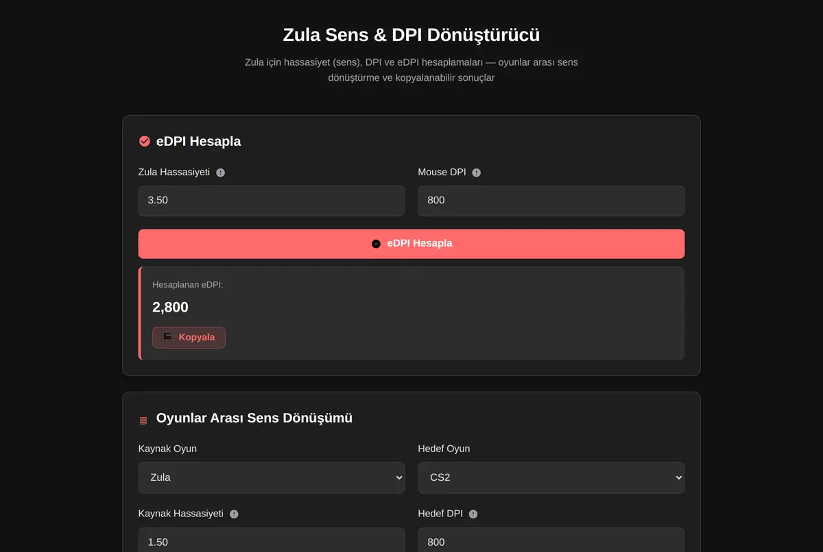 Zula Sens & DPI Dönüştürücü ekran görüntüsü 2